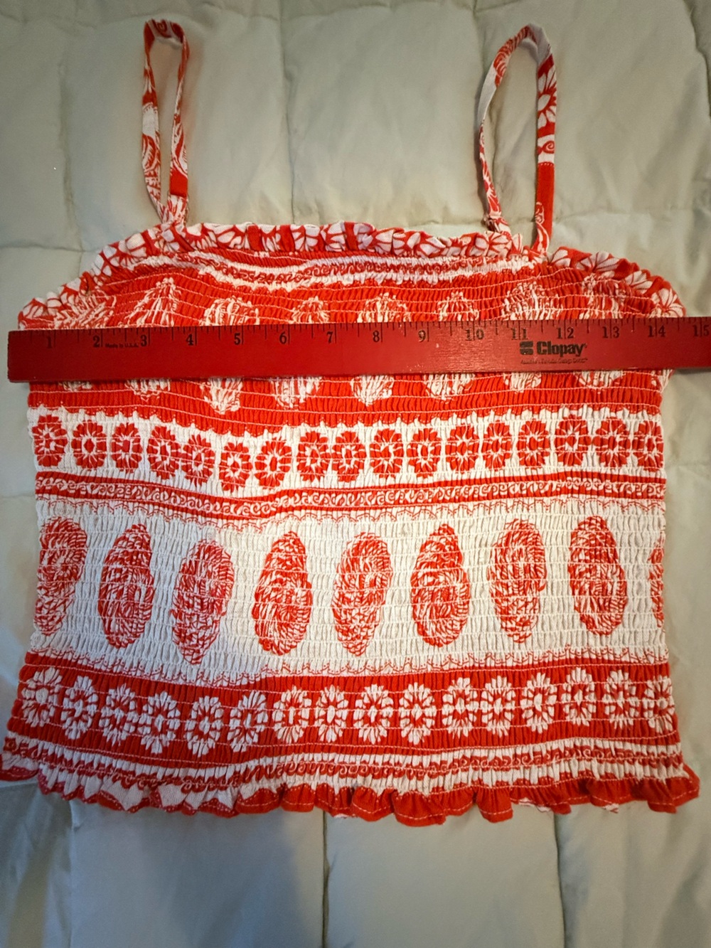 I.N. San Francisco Smocked Crop Tank Top Medium Orange Cream Size M NWT - Picture 5 of 10